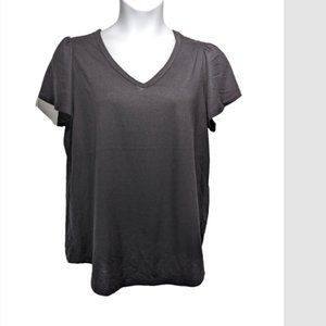 NWOT Torrid Classic Fit Jersey V-Neck Flutter Sleeve Tee Black 00 (Medium)